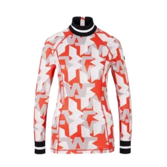 Bogner Madeline First Layer Back Zip Top Orange, White Size 8 - Picture 1 of 12